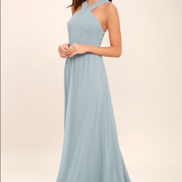 light blue full length dress